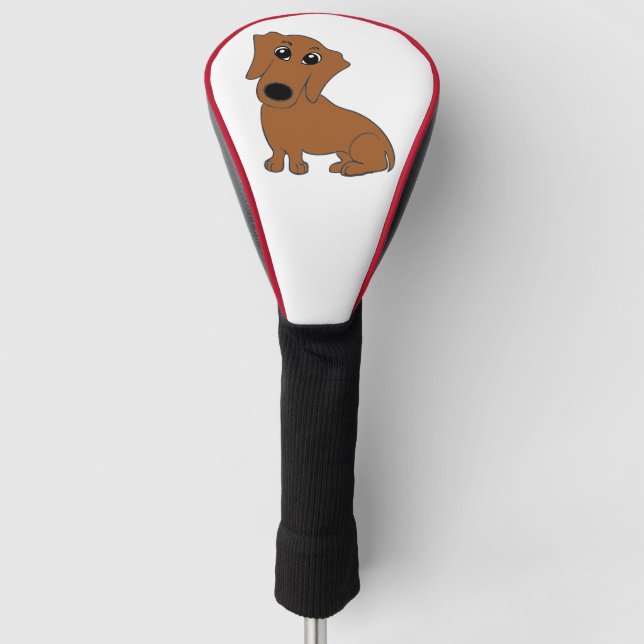 dachshund red cartoon golf head cover (Front)