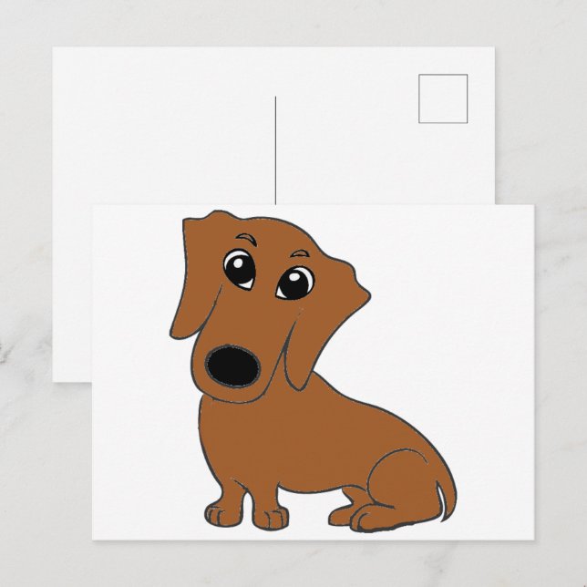 dachshund red cartoon postcard (Front/Back)