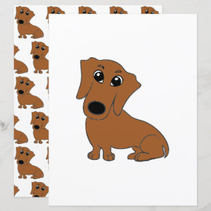 dachshund red cartoon scrapbook paper