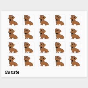 dachshund red cartoon square sticker