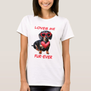 Dachshund Red Heart Heart-Shaped Sunglasses T-Shirt