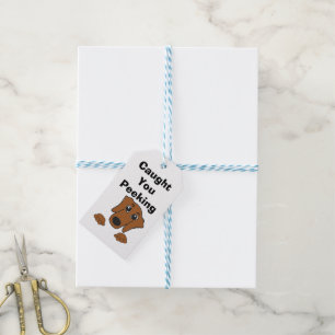 dachshund red peeking cartoon gift tags