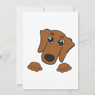 dachshund red peeking cartoon holiday card