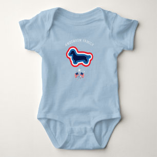 Dachshund Red White And Blue 4th Of July Dog Baby Bodysuit