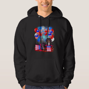 Dachshund Red White Blue Sunglasses Usa American F Hoodie