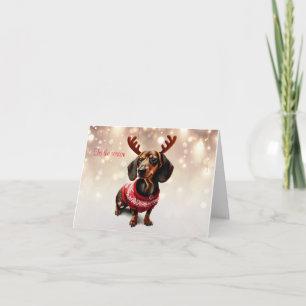 Dachshund Reindeer Christmas Card