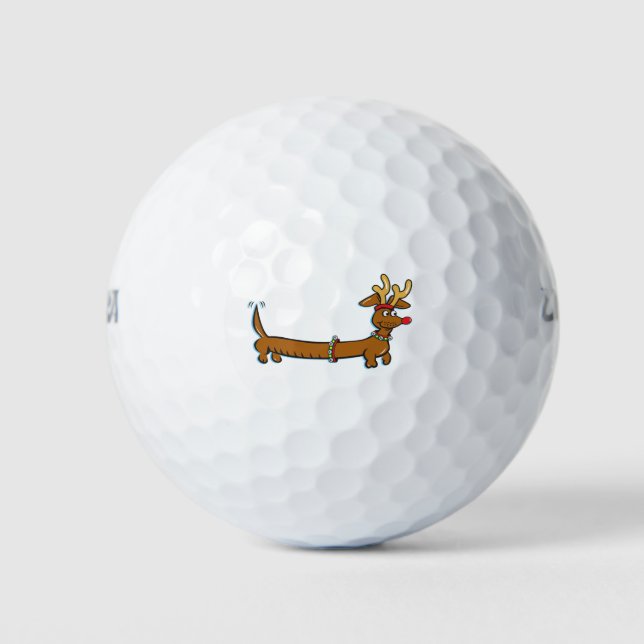 Dachshund Reindeer Golf Balls (Front)