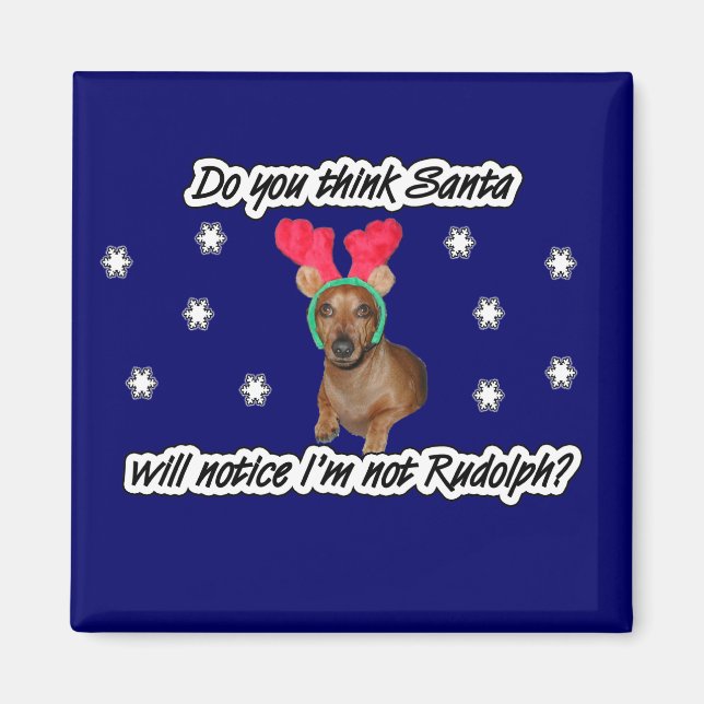 Dachshund Reindeer Magnet (Front)