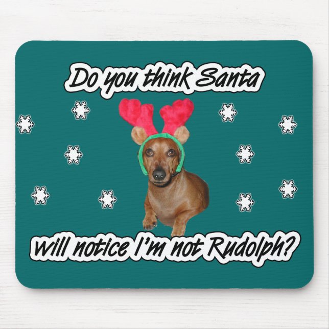 Dachshund Reindeer Mouse Pad (Front)