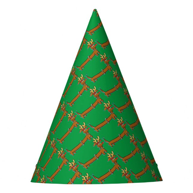 Dachshund Reindeer Party Hat (Front)