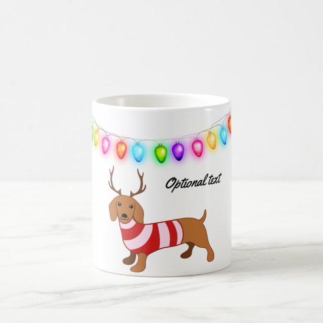 Dachshund Reindeer Personalised Mug (Center)