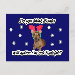 Dachshund Reindeer Postcard