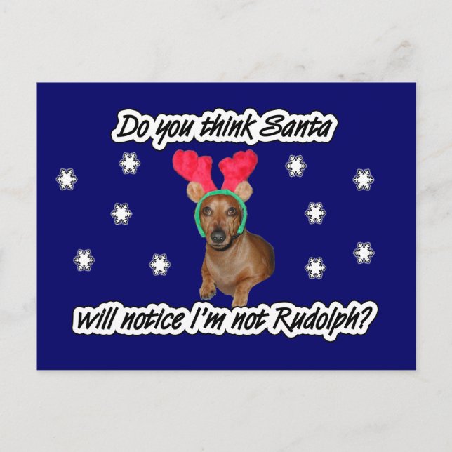 Dachshund Reindeer Postcard (Front)