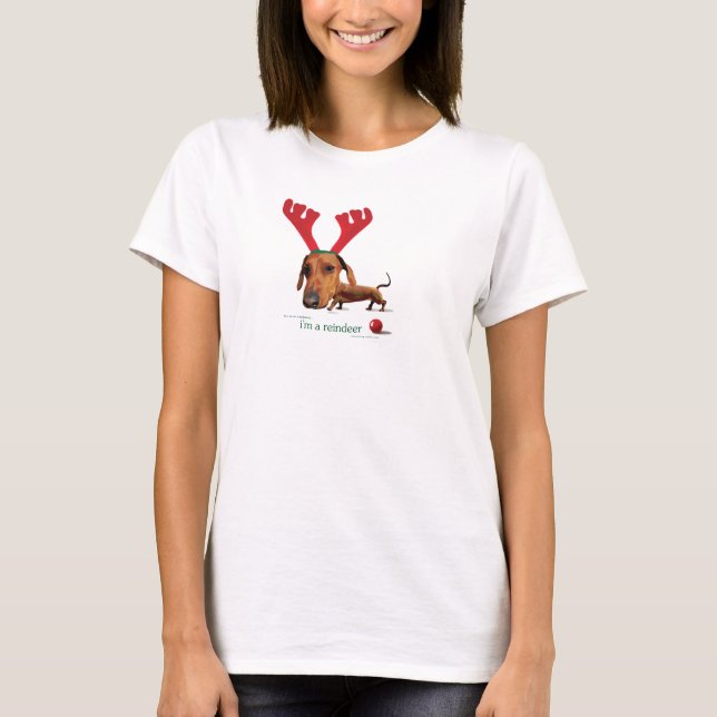 Dachshund Reindeer T-Shirt (Front)