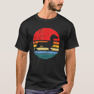 Dachshund Retro Sunset Distressed Mum Dad Dog T-Shirt