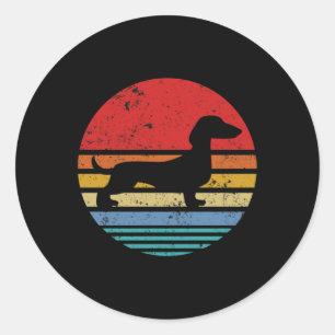 Dachshund Retro Sunset Dog Daschund Classic Round Sticker