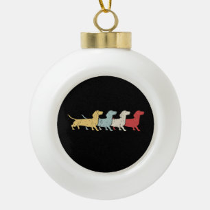 Dachshund Retro Vintage Ceramic Ball Christmas Ornament