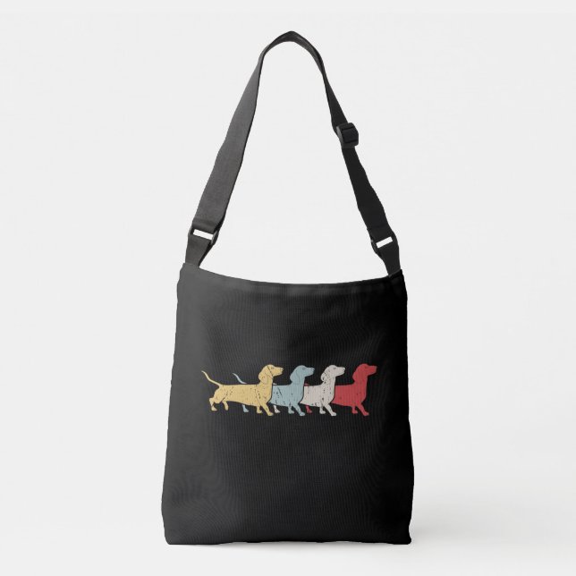 Dachshund Retro Vintage Crossbody Bag (Front)