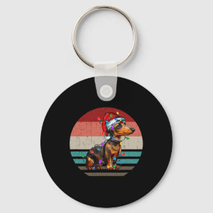 Dachshund Retro Vintage Merry Christmas Xmas Weine Key Ring