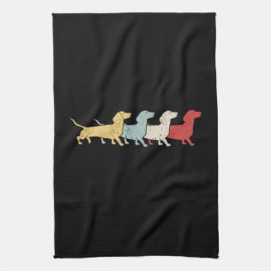 Dachshund Retro Vintage Tea Towel