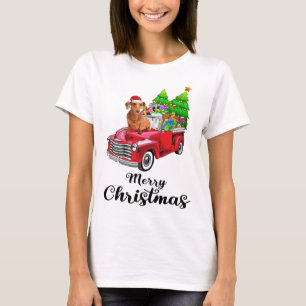 Dachshund Ride Red Truck Christmas Pajama T-Shirt