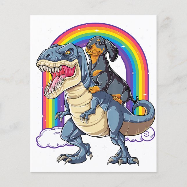 Dachshund Riding Dinosaur T Rex Gifts Boys Kids Me Flyer (Front)