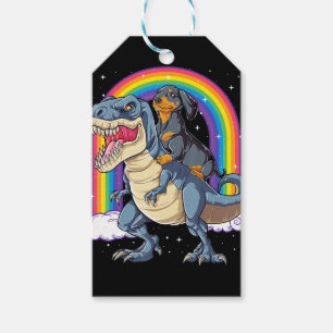 Dachshund Riding Dinosaur T Rex Gifts Boys Kids Me Gift Tags