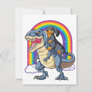Dachshund Riding Dinosaur T Rex Gifts Boys Kids Me Invitation