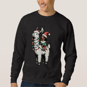 Dachshund Riding Llamas Santa Christmas Tree Light Sweatshirt