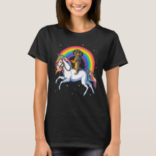 Dachshund Riding Unicorn Women Girls Rainbow Gifts T-Shirt