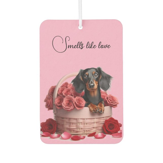 Dachshund Roses Car Air Freshener (Front)