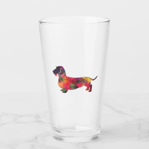 Dachshund Rough Coated Geo Silhouette Multi Glass
