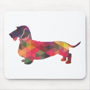 Dachshund Rough Coated Geo Silhouette Multi Mouse Mat