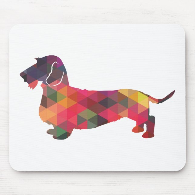 Dachshund Rough Coated Geo Silhouette Multi Mouse Mat (Front)