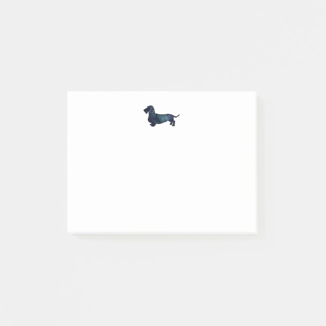 Dachshund Rough Coated Silhouette Watercolor Post-it Notes (Front)