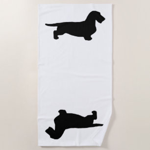 Dachshund Rough Hair - Silhouette 1 Beach Towel