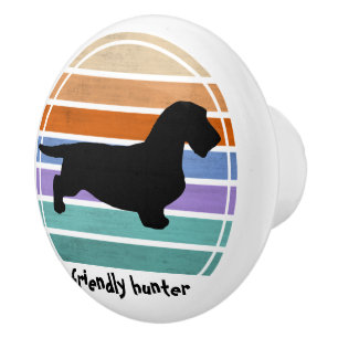 Dachshund Rough Hair - Silhouette 1 Ceramic Knob