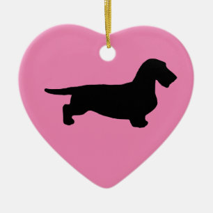 Dachshund Rough Hair - Silhouette 1 Ceramic Tree Decoration