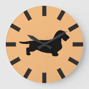 Dachshund Rough Hair - Silhouette 1 Large Clock
