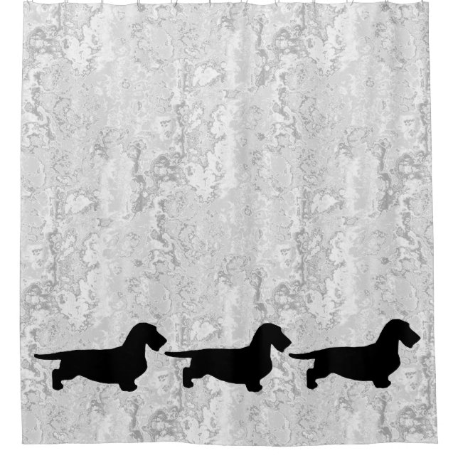Dachshund Rough Hair - Silhouette 1 Shower Curtain (Front)