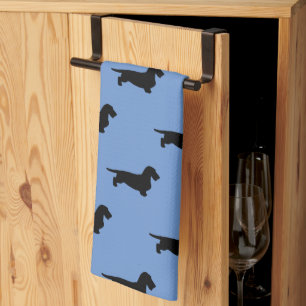 Dachshund Rough Hair - Silhouette 1 Tea Towel