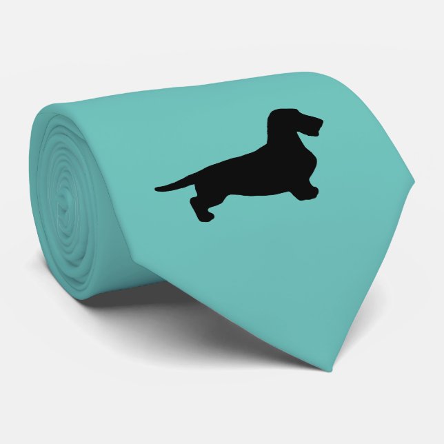 Dachshund Rough Hair - Silhouette 1 Tie (Rolled)
