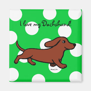 Dachshund Running Cartoon Magnet