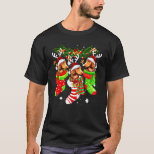 Dachshund Santa Christmas Socks Tree Light Xmas Ha T-Shirt