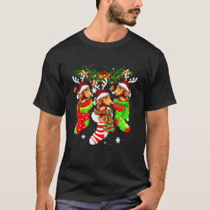 Dachshund Santa Christmas Socks Tree Light Xmas Ha T-Shirt