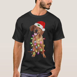 Dachshund Santa Christmas Tree Lights Xmas T-Shirt