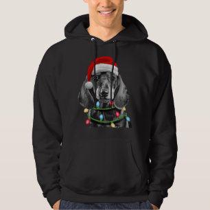 Dachshund Santa Christmas Tree Lights Xmas Wiener  Hoodie