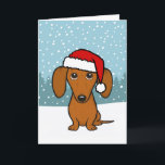 Dachshund Santa Cute Wiener Dog Christmas Holiday Card<br><div class="desc">This adorable Christmas card is perfect for dachshund lovers! The hand-drawn image of the festive and loveable wiener dog wearing a Santa hat captures the playful spirit of the holidays. Customise the inside with your own thoughtful sentiments to help spread joy to everyone on your list this season. Great for...</div>