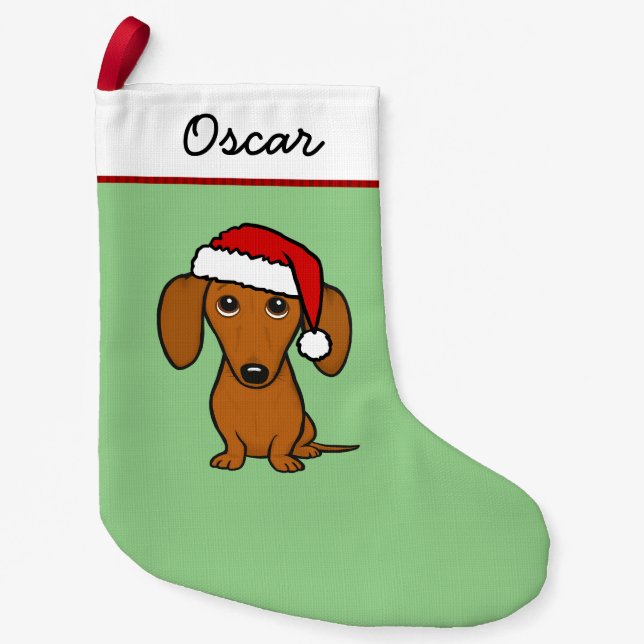 Dachshund Santa Cute Wiener Dog Small Christmas Stocking (Front)