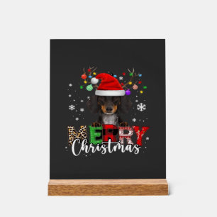 Dachshund Santa Dog Merry Christmas Oversized T-Sh Acrylic Sign